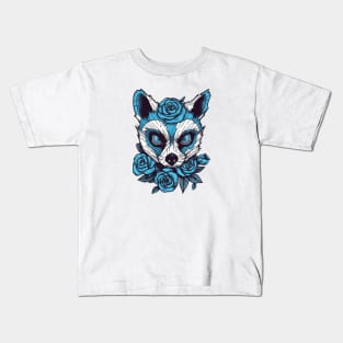 Blue rose raccoon Kids T-Shirt